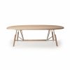 Stammtisch oval dinner table design Alfredo Häberli - natural oak-silk grey metal